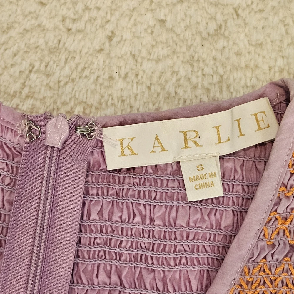 NEW Karlie Dress Size S Purple Puffy Sleeves Preppy Feminine Ruffle Girlhoodcore - Picture 4 of 8